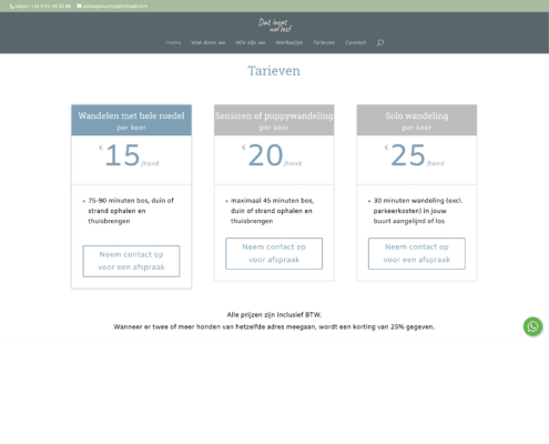 website met whatsapp hondenuitlaatservice