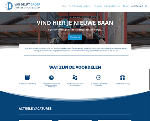 Homepage werkenbijvandelft door Nettl Waalwijk