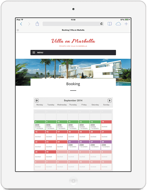 online booking - Marbella Booking iPad