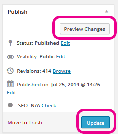 Wordpress page publish options Wordpress page publish options