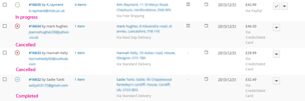 Managing webshops 11 WooCommerce order status