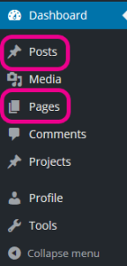 Wordpress posts & pages Wordpress posts & pages