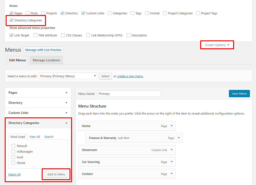 Add Directory Links to the Menu 2 Nettl :Directory - Add Directory Category to Menu