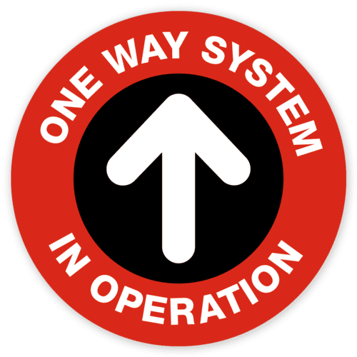 one way system social distancing marker sticker