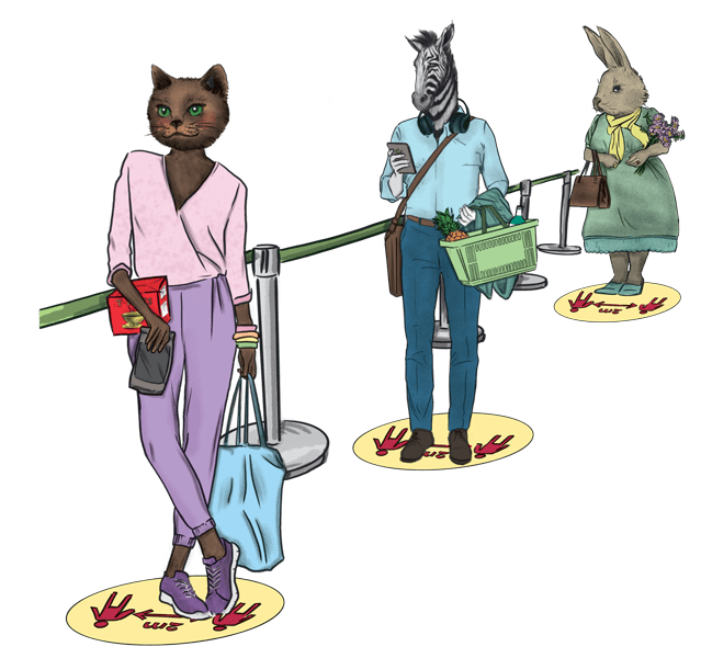 - Cat Zebra and Bunny Social Distancing Coloured 600