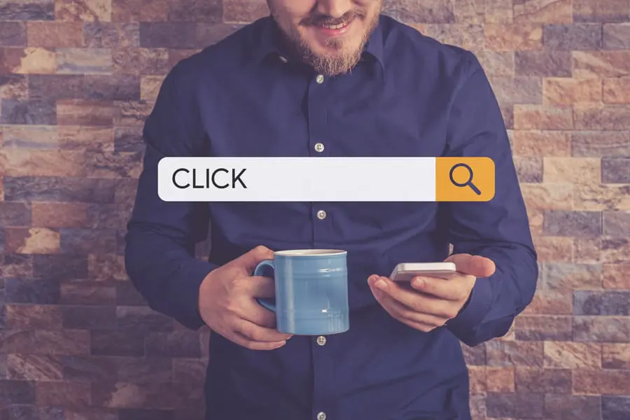 man searching online