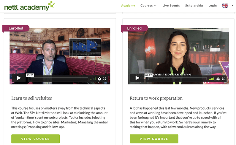 business website - Nettl Academy