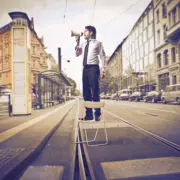 graphic design and brand identity - Man megaphone