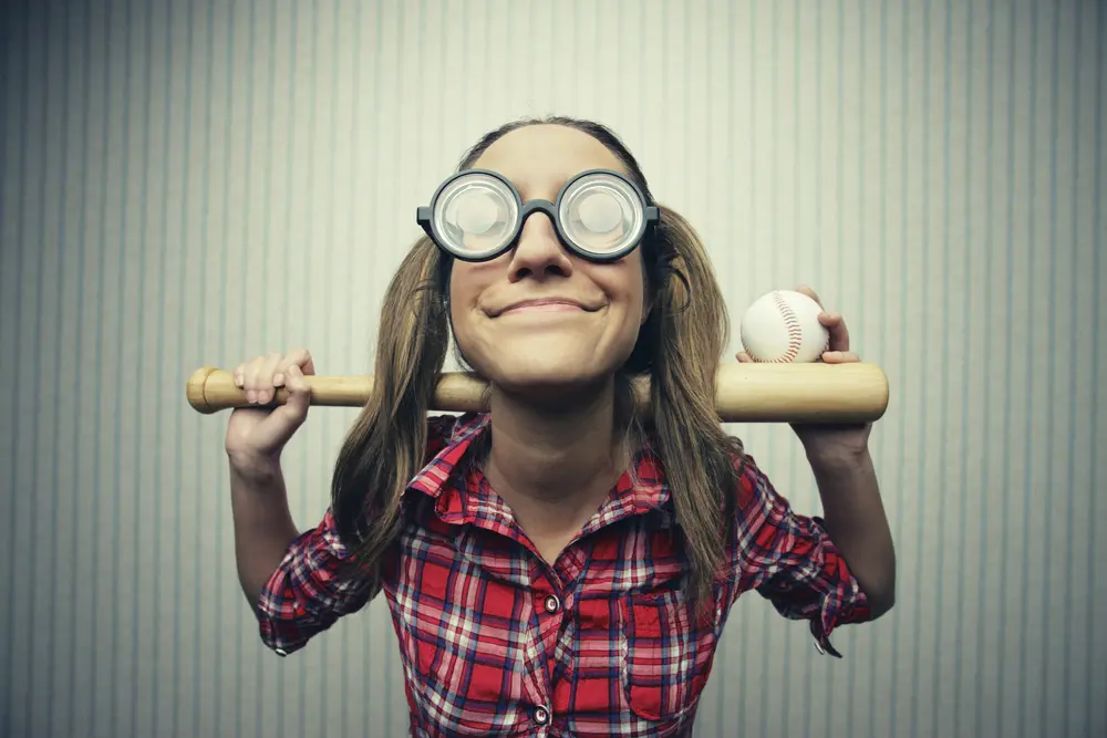 Nerdy woman - baseball