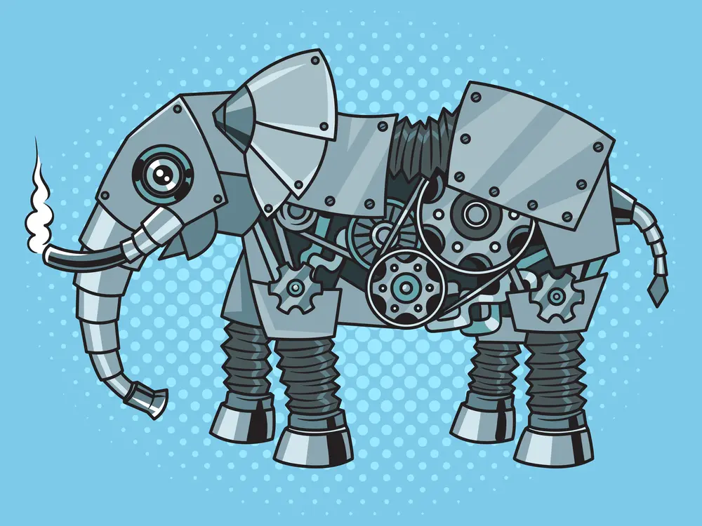 mechanical robot elephant pop art raster ai content