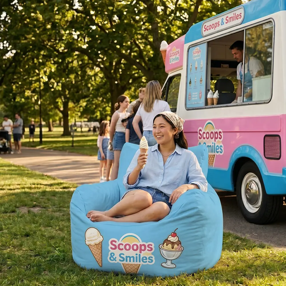 Custom printed beanbag armchair