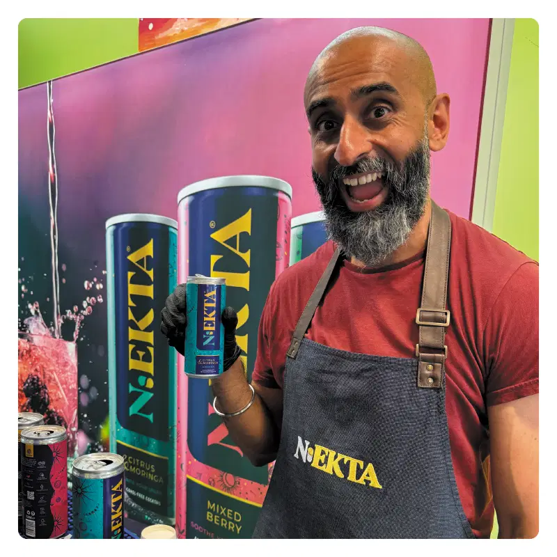 Nekta representative at an exhibition stand