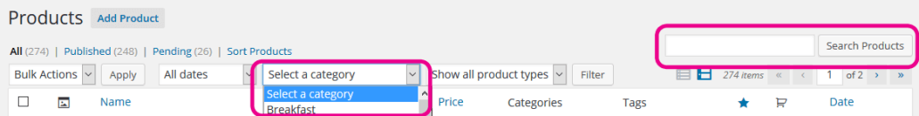 WooCommerce product filters