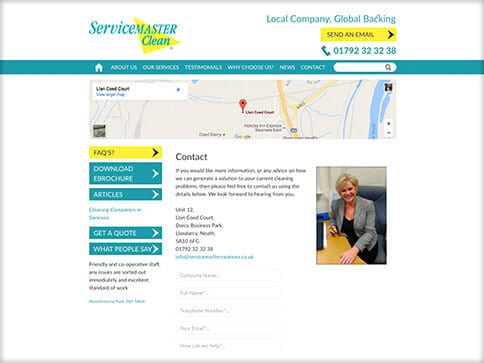 Servicemaster Swansea Web Design Contact