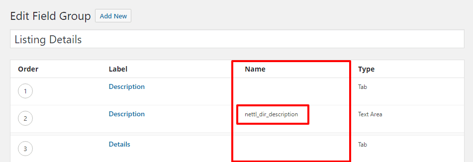 Nettl :Directory - Custom Field Name
