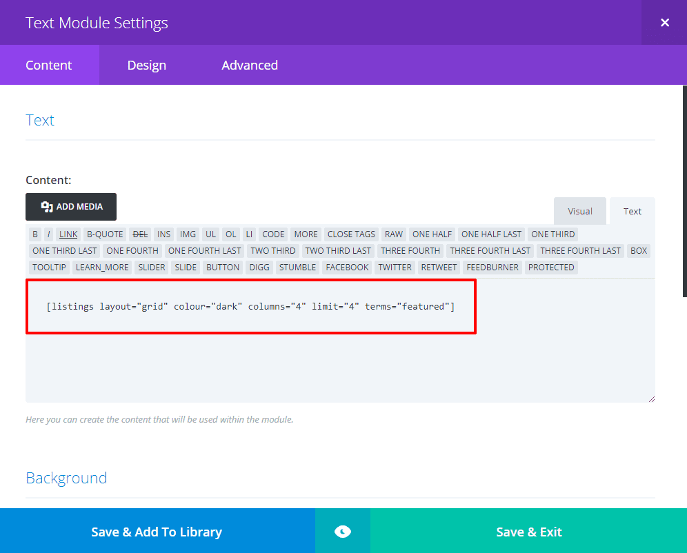 Nettl :Directory - Listings Shortcode in Divi Module