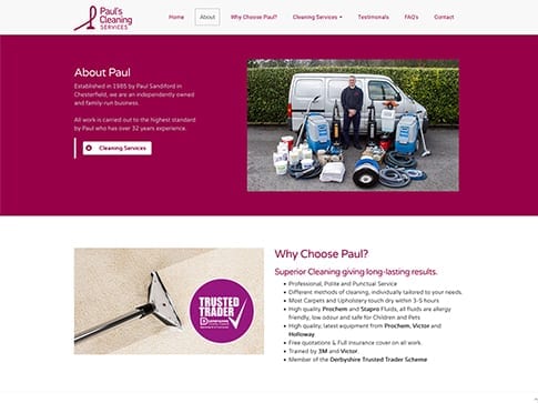 Paul's Cleaning Services Website by Nettl of Chesterfield