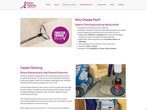 Paul's Cleaning Services Website by Nettl of Chesterfield