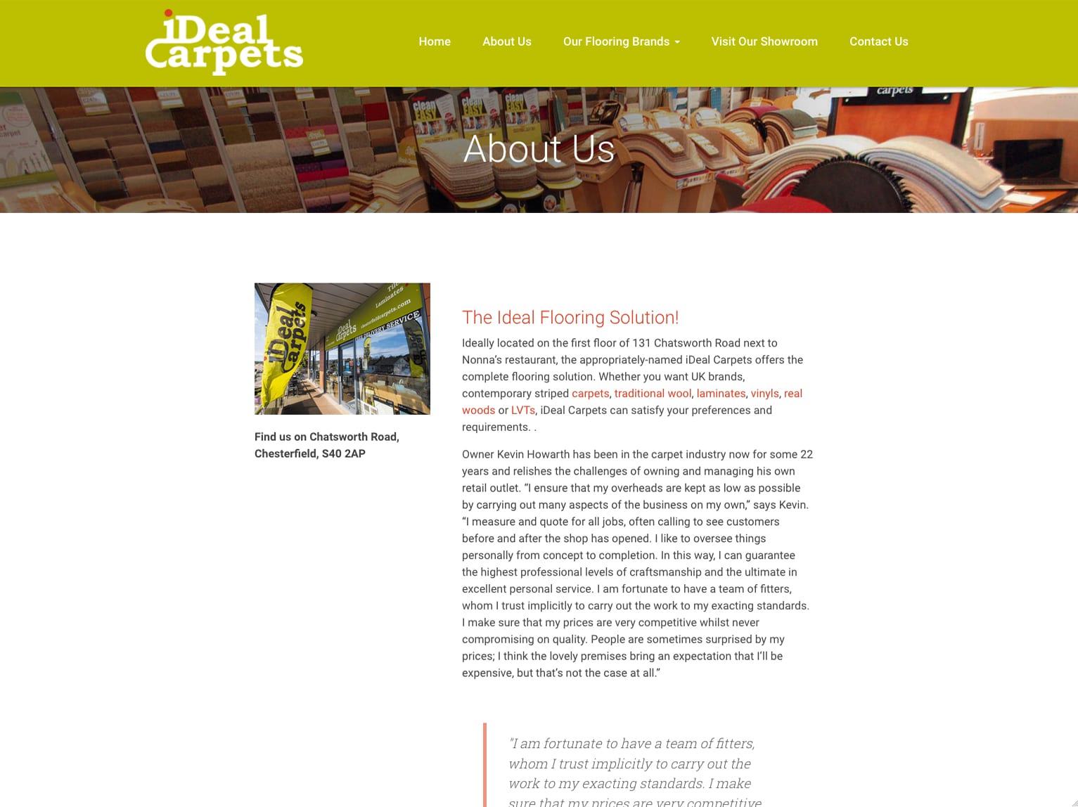 iDeal Carpets Website by Nettl of Chesterfield