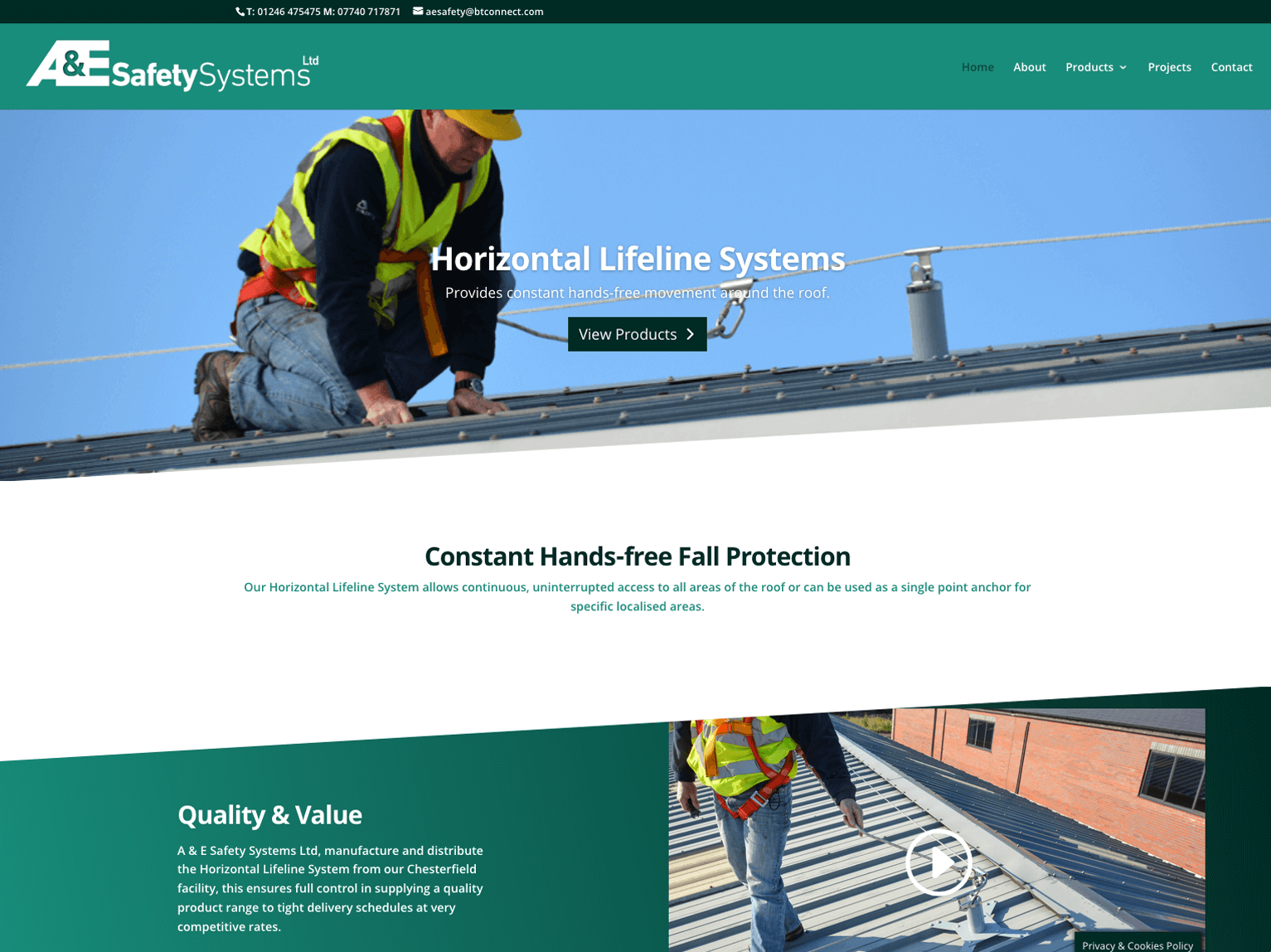 A & E Safety Systems website home page