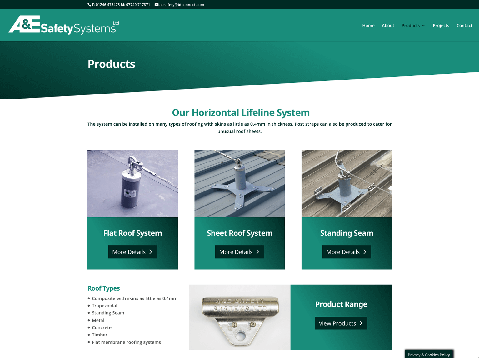 A & E Safety Systems website product page