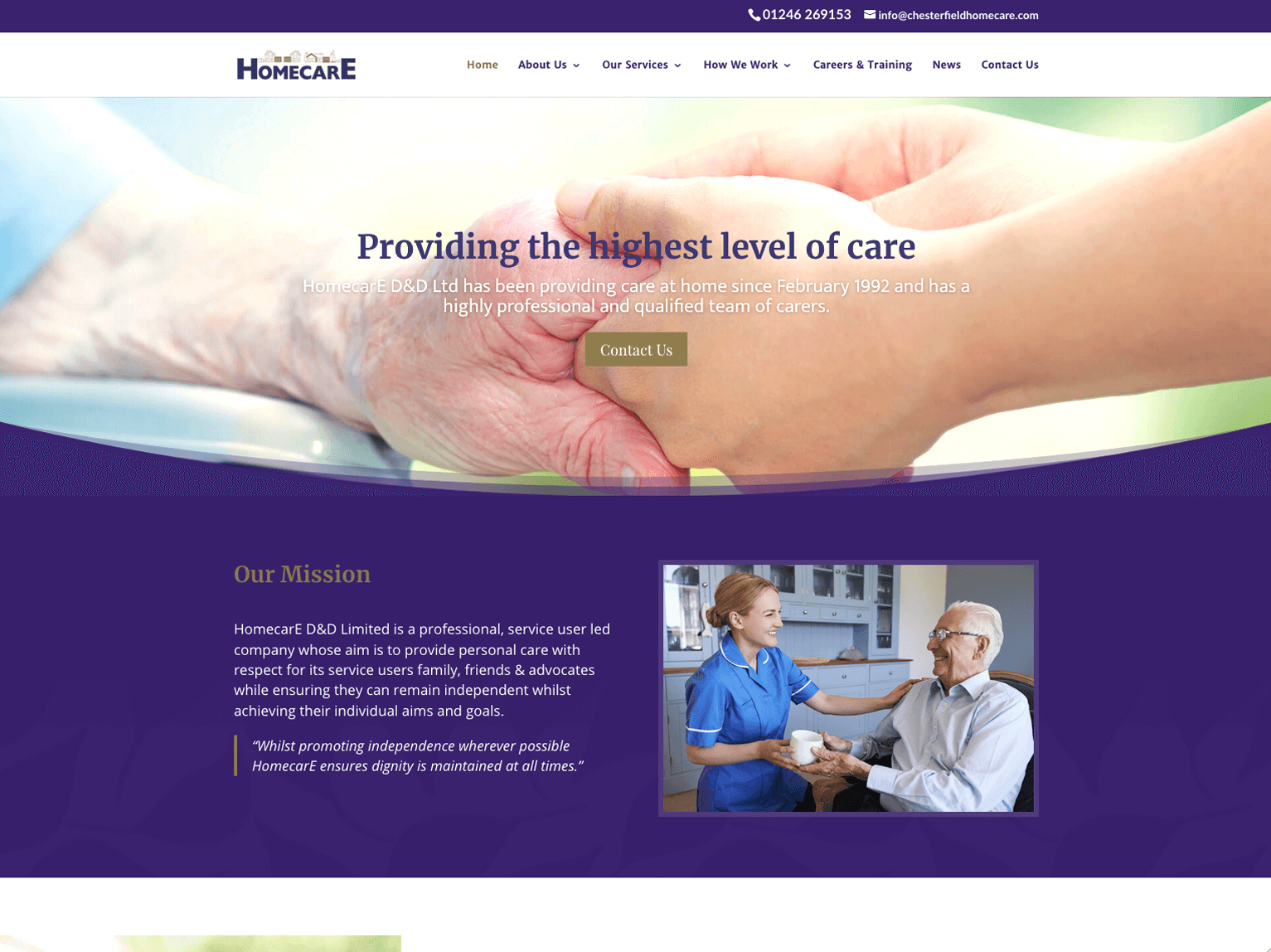 Homecare Chesterfield homepage