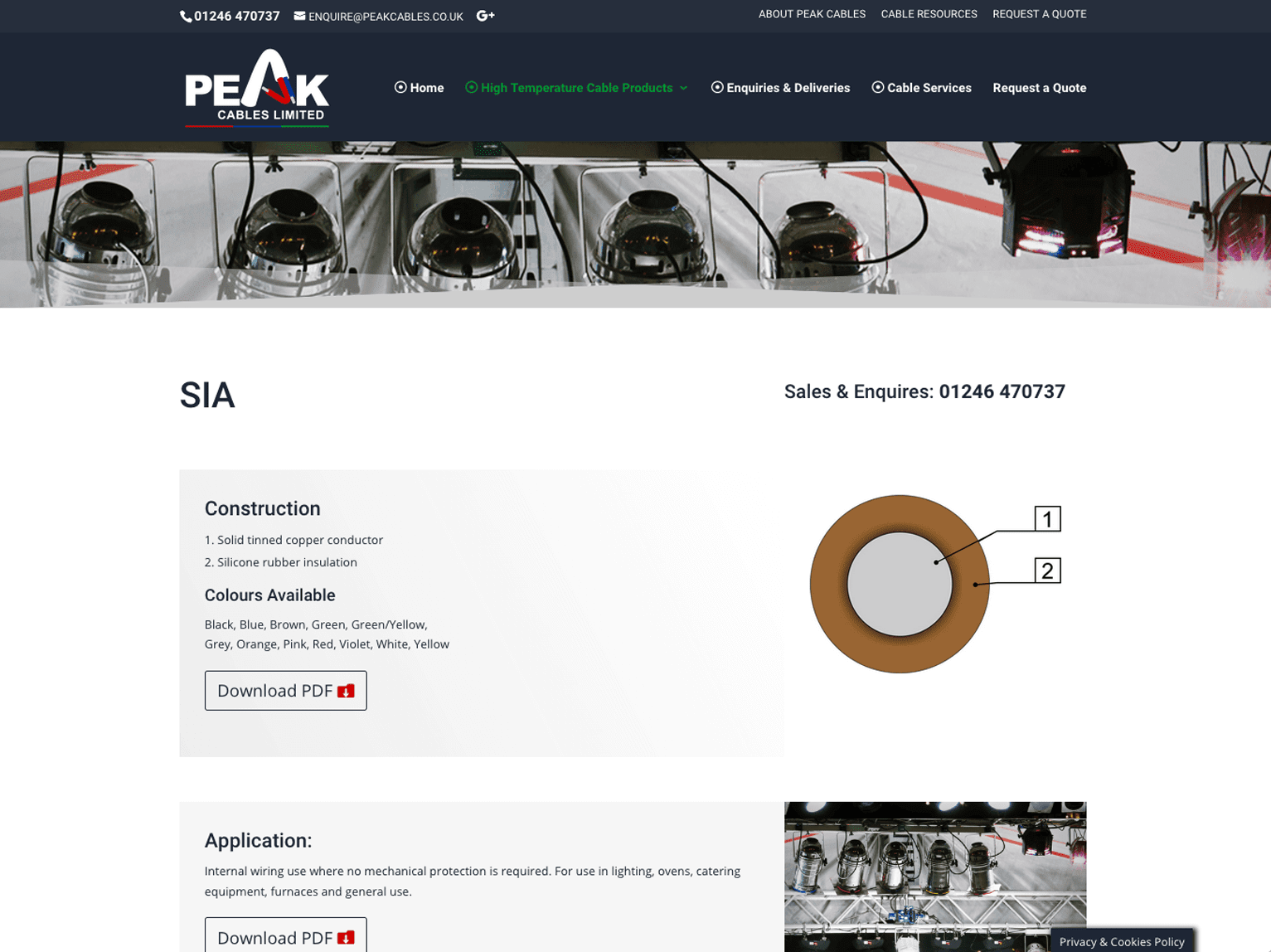 Peak Cables Chesterfield Product Page