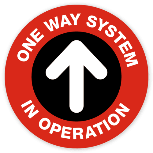 one way system social distancing marker sticker