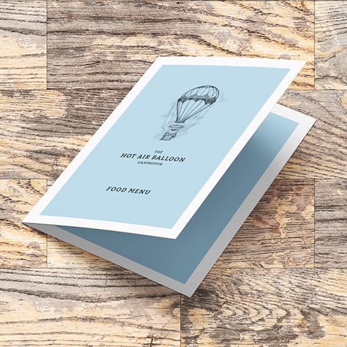 - hot air balloon menu wood