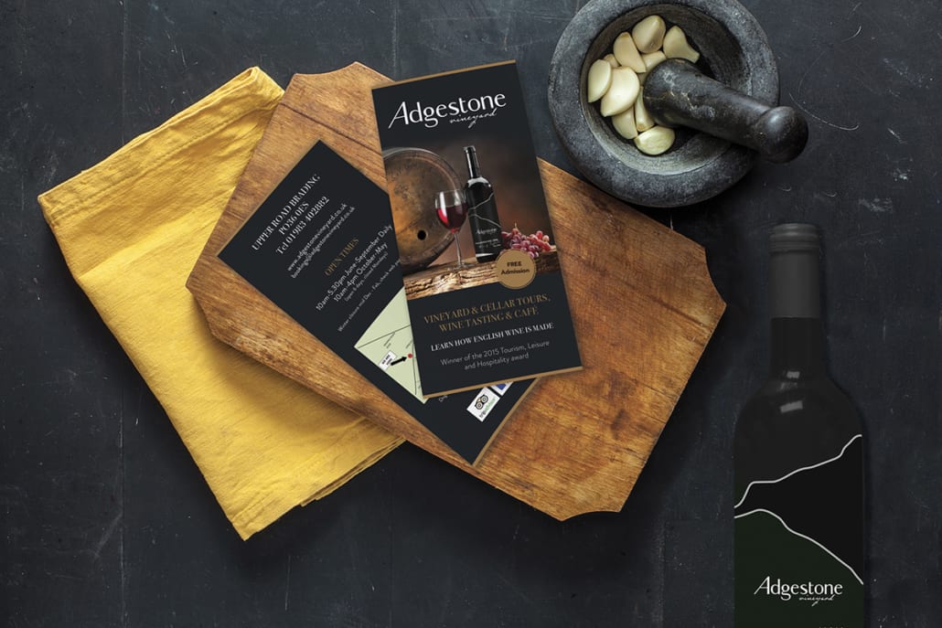 - Adgestone Vineyard product leaflet design and print