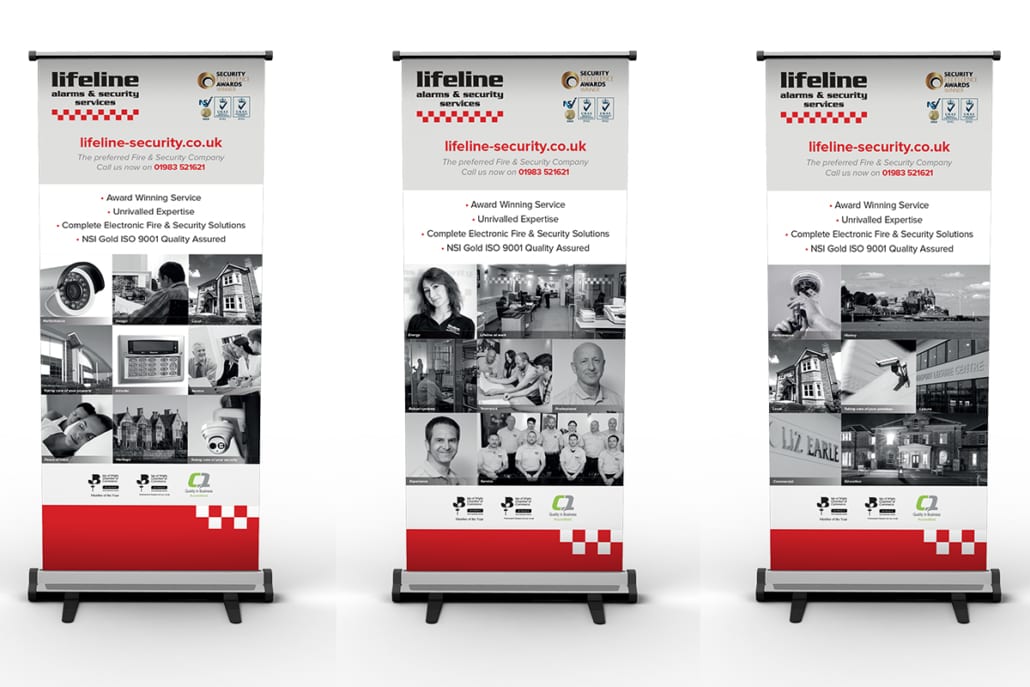 - Lifeline set of roller banners