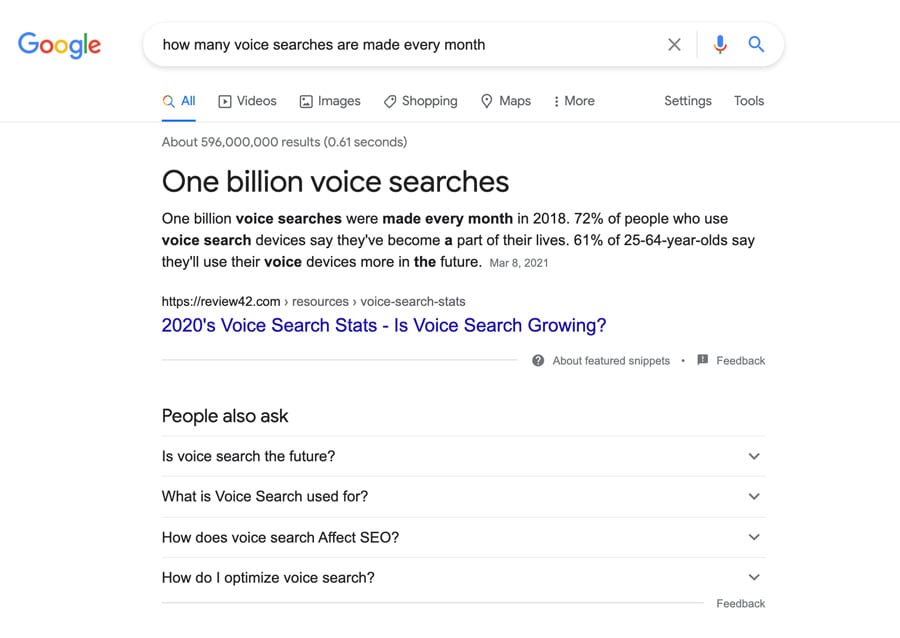 1 billion voice searches are made every month