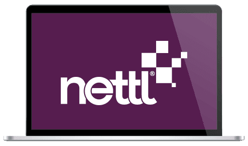 A laptop showing off the Nettl logo design.