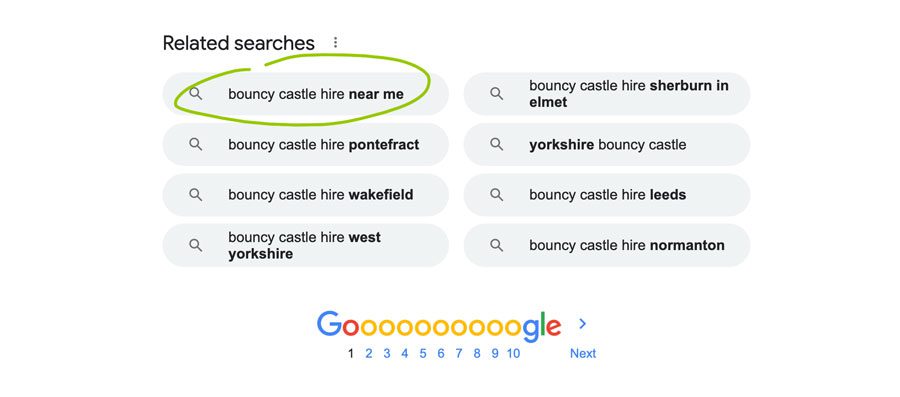 local google seo search results for bouncy castles near me