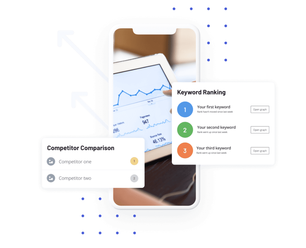 technical onsite seo and keyword analysis graphic