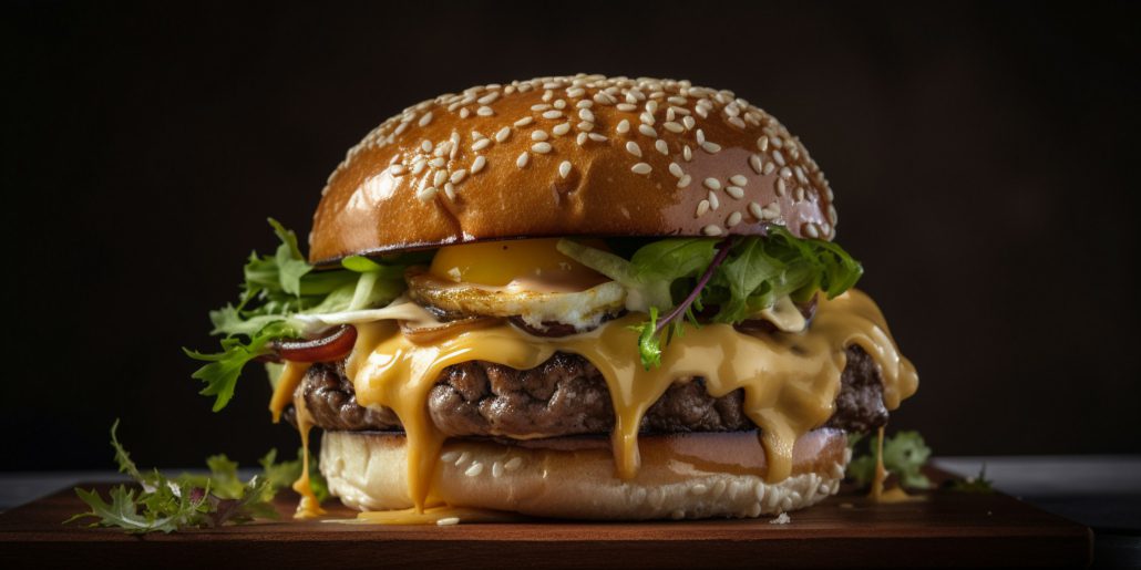 photorealistic AI generated image of a burger
