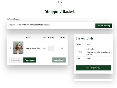 Online shopping basket Tropical Plants