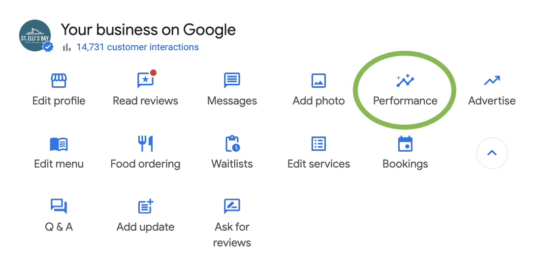 access your performance stats on google business profile