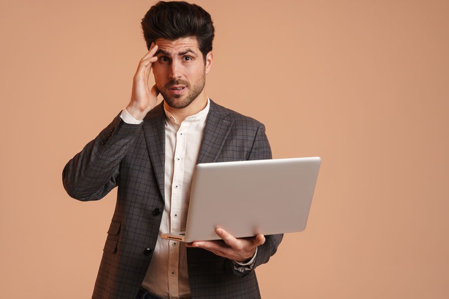 businessman looking at website